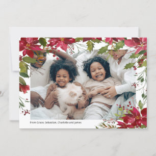 Cartes Pour Fêtes Annuelles Joyeux Noël Fête Photo Poinsettia Flower