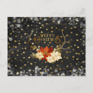 Cartes Pour Fêtes Annuelles Joyeux Noël Floral Antlers Confetti