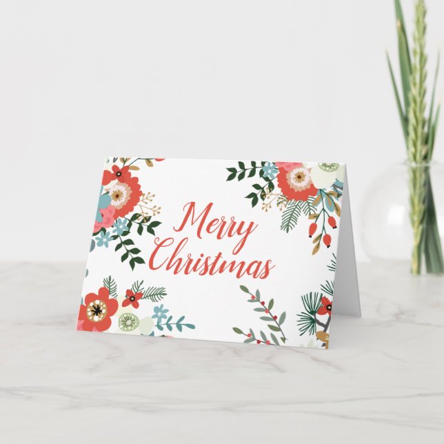 Cartes Pour Fêtes Annuelles Joyeux Noël Floral moderne Botanique (Devant)