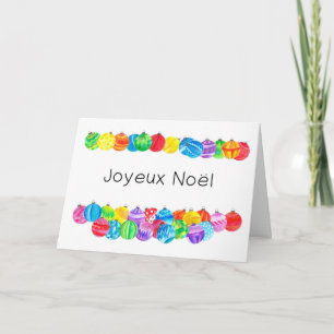 Cartes Pour Fêtes Annuelles Joyeux Noël Français Noël, ampoules aquarelles