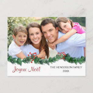 Cartes Pour Fêtes Annuelles Joyeux Noël French Script Photo Card