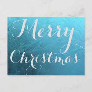 Cartes Pour Fêtes Annuelles Joyeux Noël Frost Frost Glace Blue Typographie