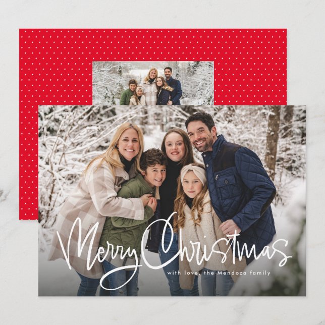 Cartes Pour Fêtes Annuelles Joyeux Noël fun script simple photo (Devant / Derrière)
