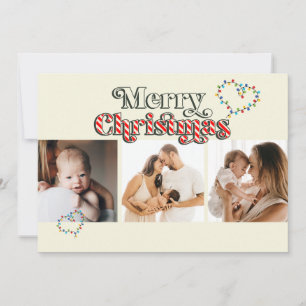 Cartes Pour Fêtes Annuelles Joyeux Noël Fun Sucre de canne 3 Photo Off-white