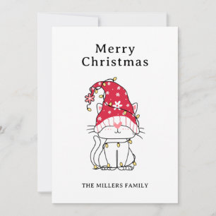 Cartes Pour Fêtes Annuelles Joyeux Noël Funny Mignonne Chat de Noël