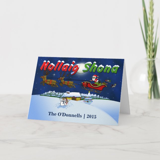 Cartes Pour Fêtes Annuelles Joyeux Noël gaélique irlandais fait sur commande (Devant)