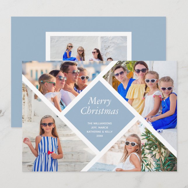 Cartes Pour Fêtes Annuelles Joyeux Noël géométrique multiphoto (Devant / Derrière)