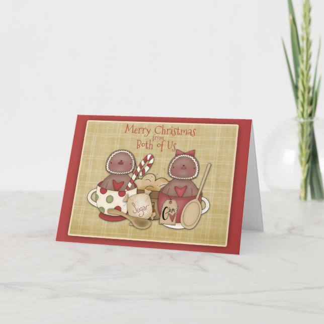 Cartes Pour Fêtes Annuelles Joyeux Noël Gingerbread Salutation, nous deux (Devant)