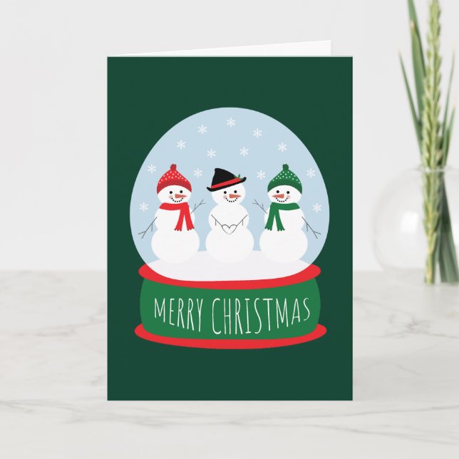 Cartes Pour Fêtes Annuelles Joyeux Noël Globe des neiges Snowmen (Devant)