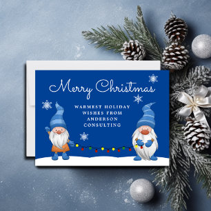 Cartes Pour Fêtes Annuelles Joyeux Noël Gnomes Business Blue Holiday Card