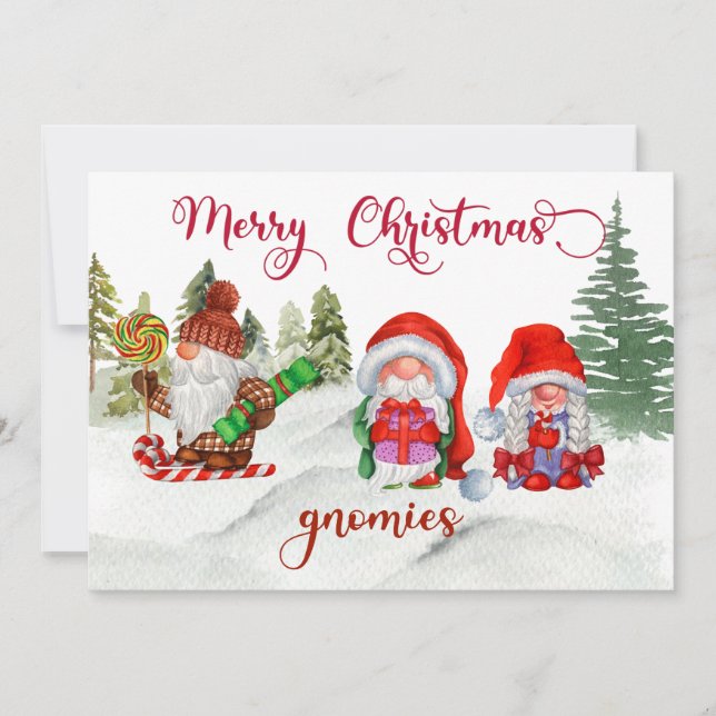 Cartes Pour Fêtes Annuelles Joyeux Noël Gnomies Gnome (Devant)