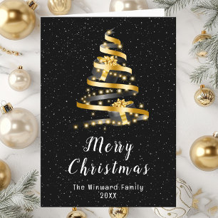 Cartes Pour Fêtes Annuelles Joyeux Noël Gold et Black Ribbon