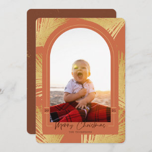 Cartes Pour Fêtes Annuelles Joyeux Noël Gold Palm Rust Beach Photo