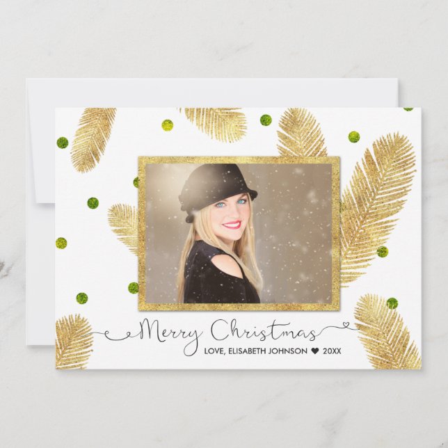Cartes Pour Fêtes Annuelles Joyeux Noël Gold Parties scintillant Script - Cart (Devant)
