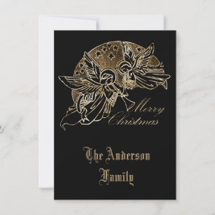 Cartes Pour Fêtes Annuelles Joyeux Noël Golden Angles Trumpet Typographie