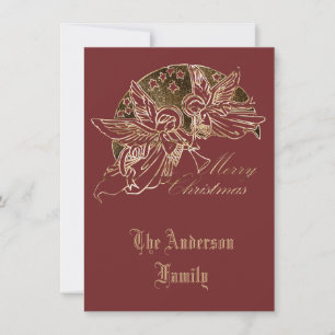 Cartes Pour Fêtes Annuelles Joyeux Noël Golden Angles Trumpet Typographie