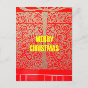 Cartes Pour Fêtes Annuelles Joyeux Noël Golden Red Parties scintillant Hearts