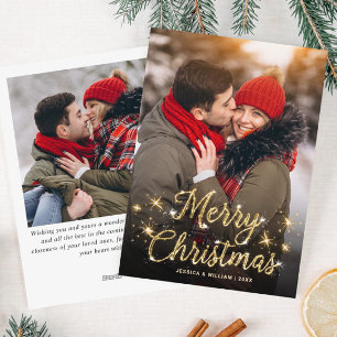 Cartes Pour Fêtes Annuelles Joyeux Noël Golden Sparkle 2 PHOTO Salutation