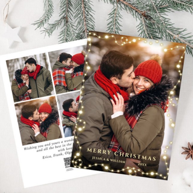 Cartes Pour Fêtes Annuelles Joyeux Noël Golden Sparkle 5 PHOTO Salutation (Créateur téléchargé)