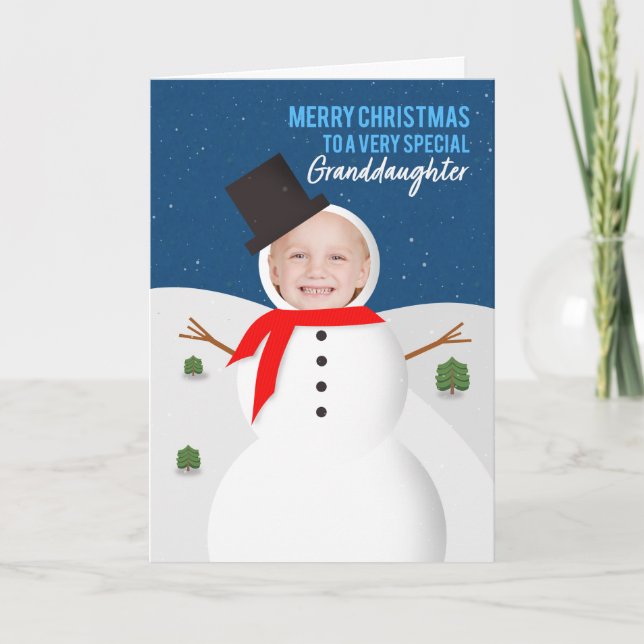 Cartes Pour Fêtes Annuelles Joyeux Noël grand-fille Snowman (Devant)