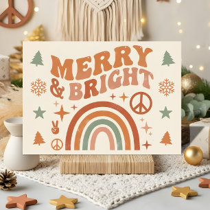 Cartes Pour Fêtes Annuelles Joyeux Noël Groovy Boho Merry & Bright