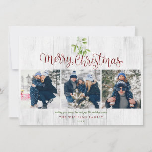 Cartes Pour Fêtes Annuelles Joyeux Noël Gui Bois Rustique 4 Photo