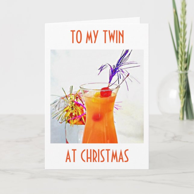 CARTES POUR FÊTES ANNUELLES JOYEUX NOËL/HEUREUX NOUVEL AN TWIN COCKTAIL (Devant)