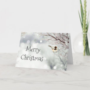 Cartes Pour Fêtes Annuelles Joyeux Noël hiver Frost Oiseaux Écriture
