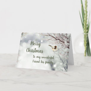Cartes Pour Fêtes Annuelles Joyeux Noël Hiver Gel Oiseau Ami & Famille