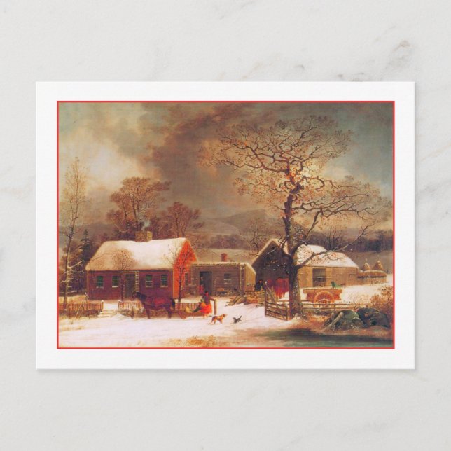Cartes Pour Fêtes Annuelles Joyeux Noël hiver Scène par Durrie (Devant)