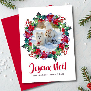 Cartes Pour Fêtes Annuelles Joyeux Noël Holiday Stocker Floral Wreath Photo