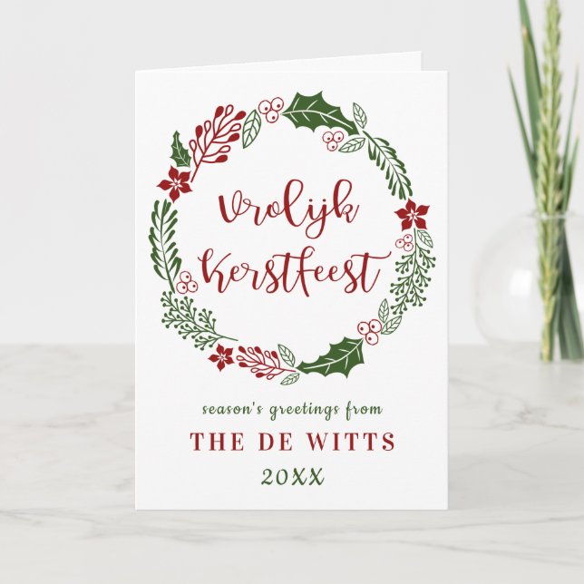 Cartes Pour Fêtes Annuelles Joyeux Noël hollandais, Vrolijk Kerstfeest, Custom (Devant)