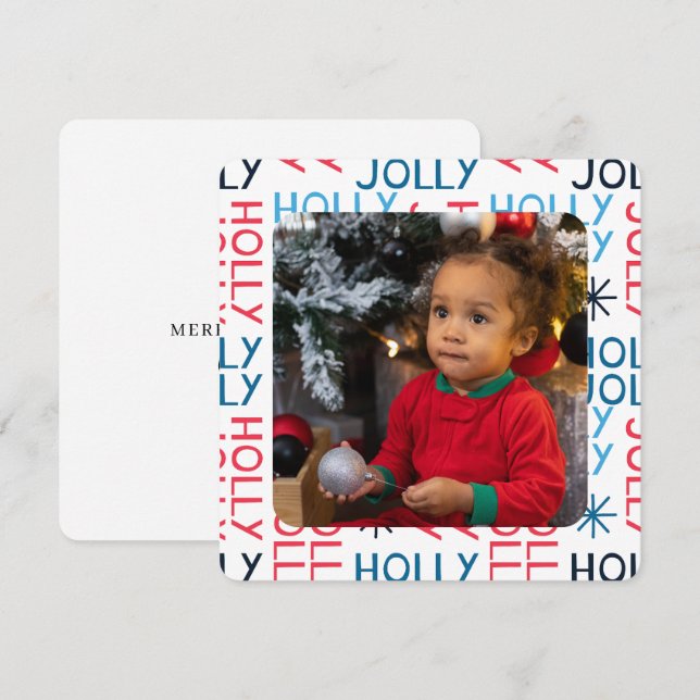 Cartes Pour Fêtes Annuelles Joyeux Noël Holly Jolly Personnalisé (Devant / Derrière)