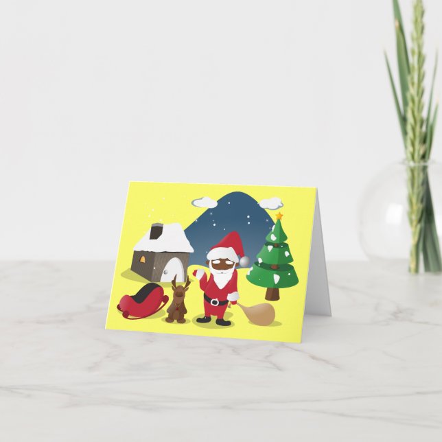 Cartes Pour Fêtes Annuelles Joyeux Noël Homeboys : Père Noël Noir & Blingin' (Devant)