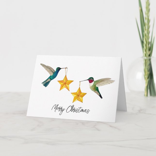 Cartes Pour Fêtes Annuelles Joyeux Noël Hummingbirds et Stars Holiday Car (Devant)