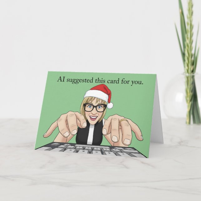 Cartes Pour Fêtes Annuelles Joyeux Noël IA Humour Intelligence Artificielle (Devant)