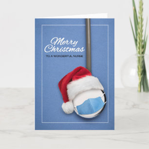 Cartes Pour Fêtes Annuelles Joyeux Noël infirmière chapeau et masque faciale
