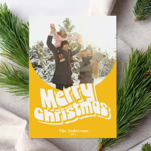 Cartes Pour Fêtes Annuelles Joyeux Noël Jaune Fun Retro Photo