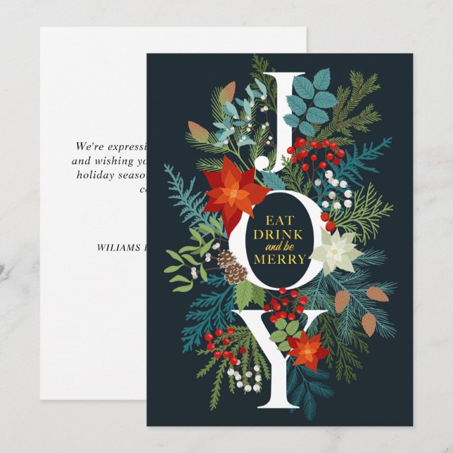 Cartes Pour Fêtes Annuelles Joyeux Noël JOIE Salutation d'entreprise (Devant / Derrière)