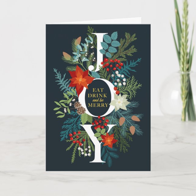 Cartes Pour Fêtes Annuelles Joyeux Noël JOIE Salutation d'entreprise (Devant)