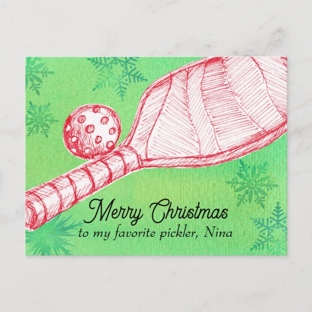 Cartes Pour Fêtes Annuelles Joyeux Noël Joueur de Pickleball préféré Personnal (Devant)