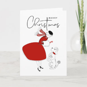 Cartes Pour Fêtes Annuelles JOYEUX NOËL Joyeuses vacances Vintage Poodle Ho