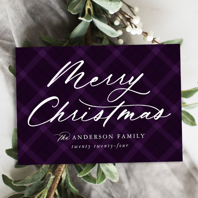 Cartes Pour Fêtes Annuelles Joyeux Noël Joyeux Brossé Violet Non Photo (Créateur téléchargé)
