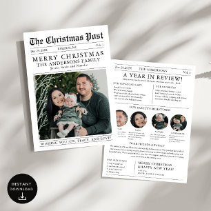 Cartes Pour Fêtes Annuelles Joyeux Noël Joyeux journal Année en revue Photo