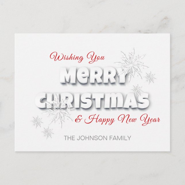 Cartes Pour Fêtes Annuelles Joyeux Noël Joyeux Joyeux Nouvel An Rouge Blanc (Devant)