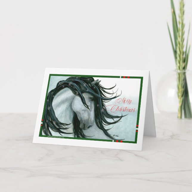 Cartes Pour Fêtes Annuelles Joyeux Noël Joyeux Nouvel An Chevaux de Bihrle (Devant)