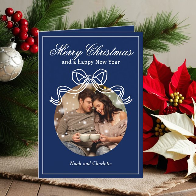 Cartes Pour Fêtes Annuelles Joyeux Noël Joyeux Nouvel An Coquette Bow Photo (Créateur téléchargé)