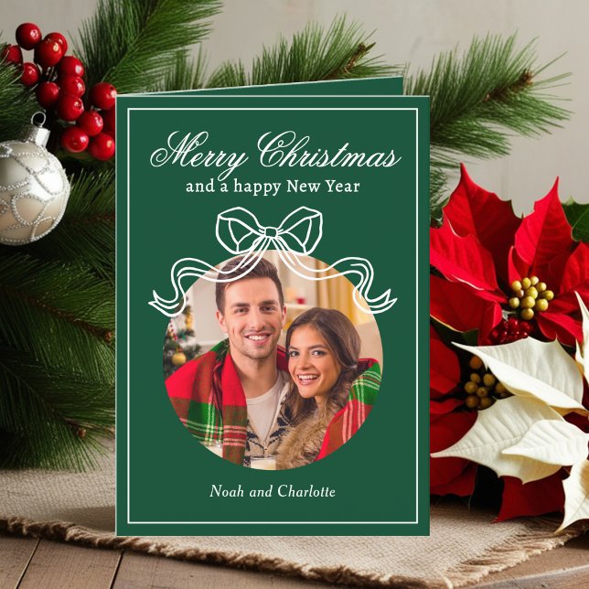 Cartes Pour Fêtes Annuelles Joyeux Noël Joyeux Nouvel An Coquette Bow Photo (Créateur téléchargé)