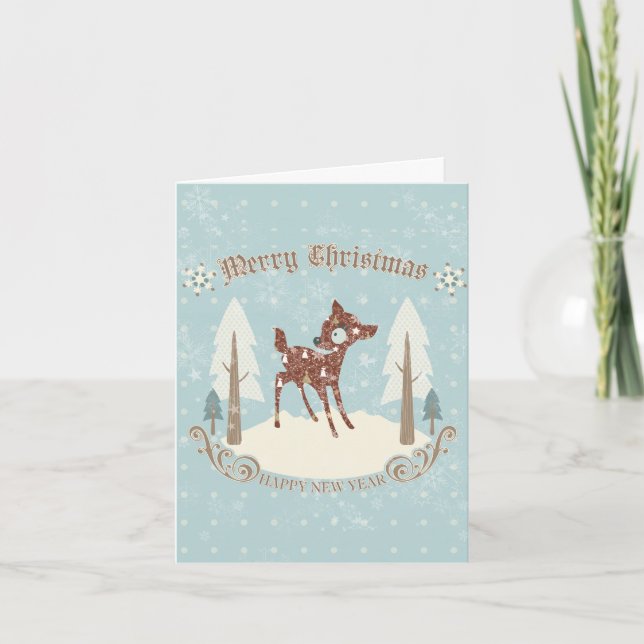 Cartes Pour Fêtes Annuelles Joyeux Noël joyeux Rain Deer (Devant)