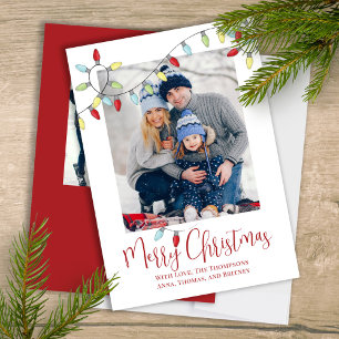Cartes Pour Fêtes Annuelles Joyeux Noël Joyeux String Lights 2 Photo